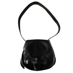Rare John Fluevog Satchel Abstract Crossbody bag leather Suede Black